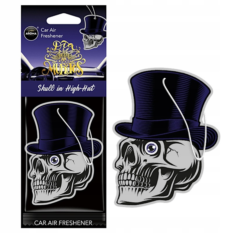 Aroma Car Air Freshener Card Los Muertos Series - Skull in High Hat