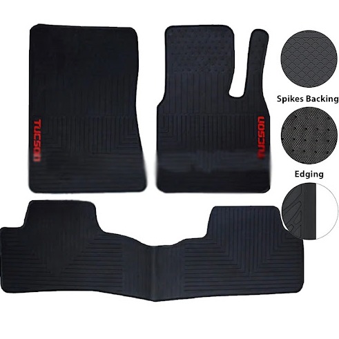 Hyundai Tucson Rubber Floor Mat Smoke With Beige Border 3pcs Model 2020 - 2021