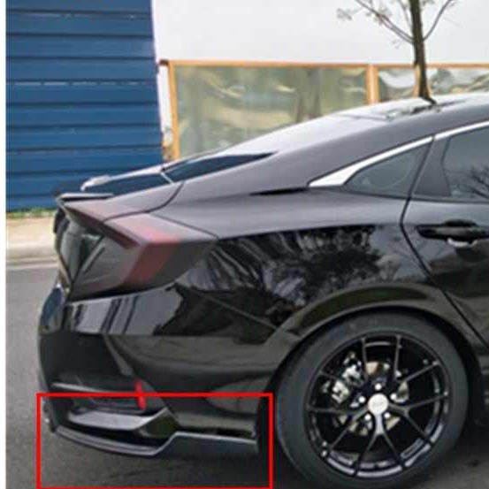 Honda Civic Back Bumper Splitter V1 Matt Black Model 2016-2021
