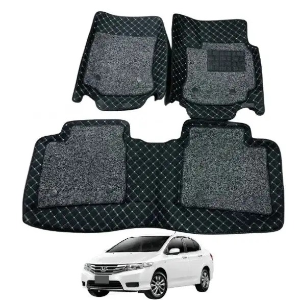 Honda City 9D Floor Mat Black with Gray Grass 3pcs Model 2018-2021