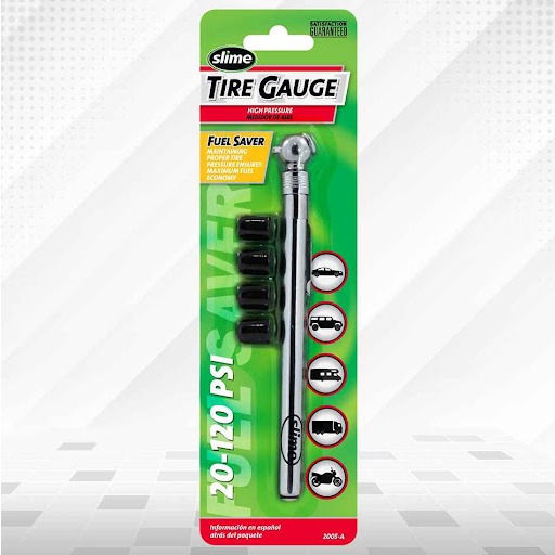 Slime Tyre / Tire Pressure Guage With Nozzle Caps 2005-A 20-120 psi