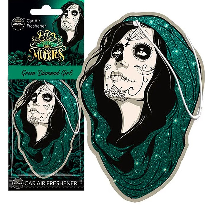 Aroma Car Air Freshener Card Los Muertos Series - Green Diamond Girl