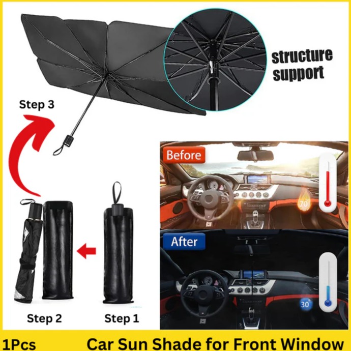 Car Umbrella Sun Shade Cover for Windshield UV Reflecting