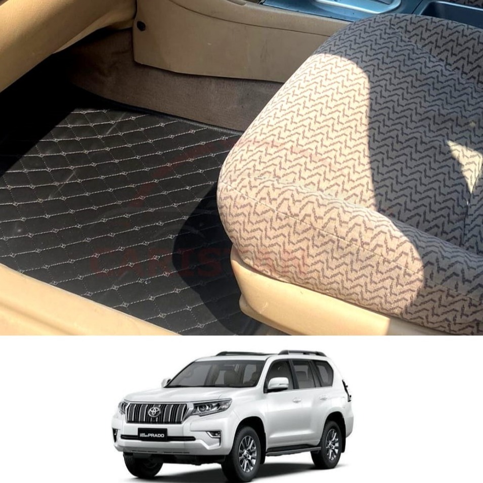 Toyota Prado FJ150 7D Floor Mat Black with Black 4 Row Model 2009-2018