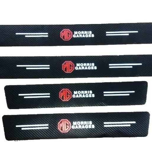 MG Logo Side Door Edge Guard Door Sill Scuff Plate Protection Strips Carbon Fiber