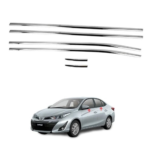 Toyota Yaris Weather Strips Chrome 6 Pcs - Model 2020-2021