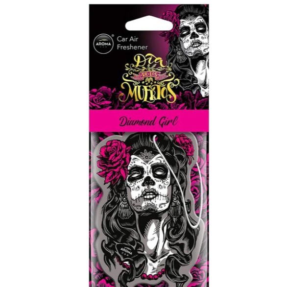 Aroma Car Air Freshener Card Los Muertos Series - Pink/Blue Diamond Girl