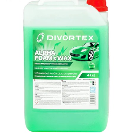 Divortex Alpha Foam pH Balanced Shampoo with Wax - Green Apple Scent (4 Ltr)
