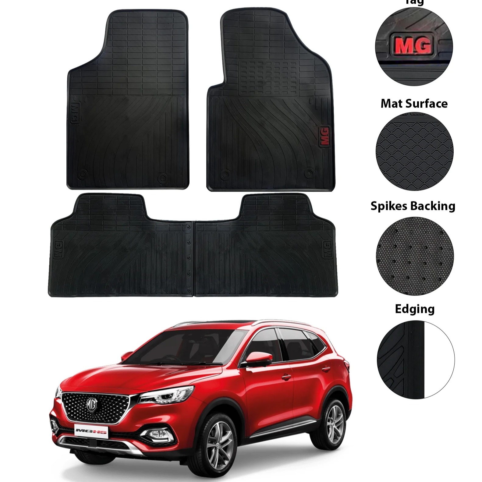 MG HS Rubber Floor Mat Smoke with Beige Border  Model 2021