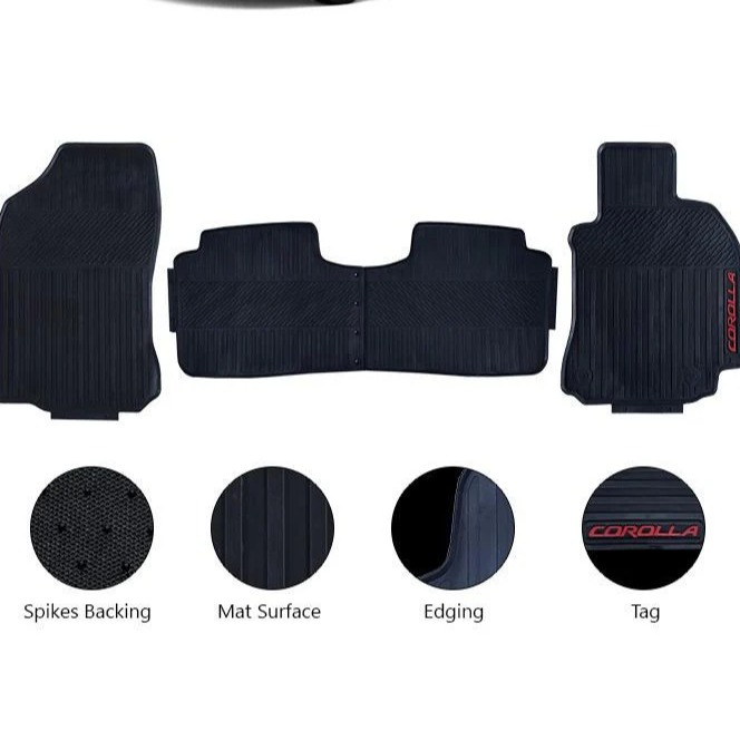 Toyota Corolla Rubber Floor Mat Smoke With Beige Border 3pcs Model 2017 - 2021
