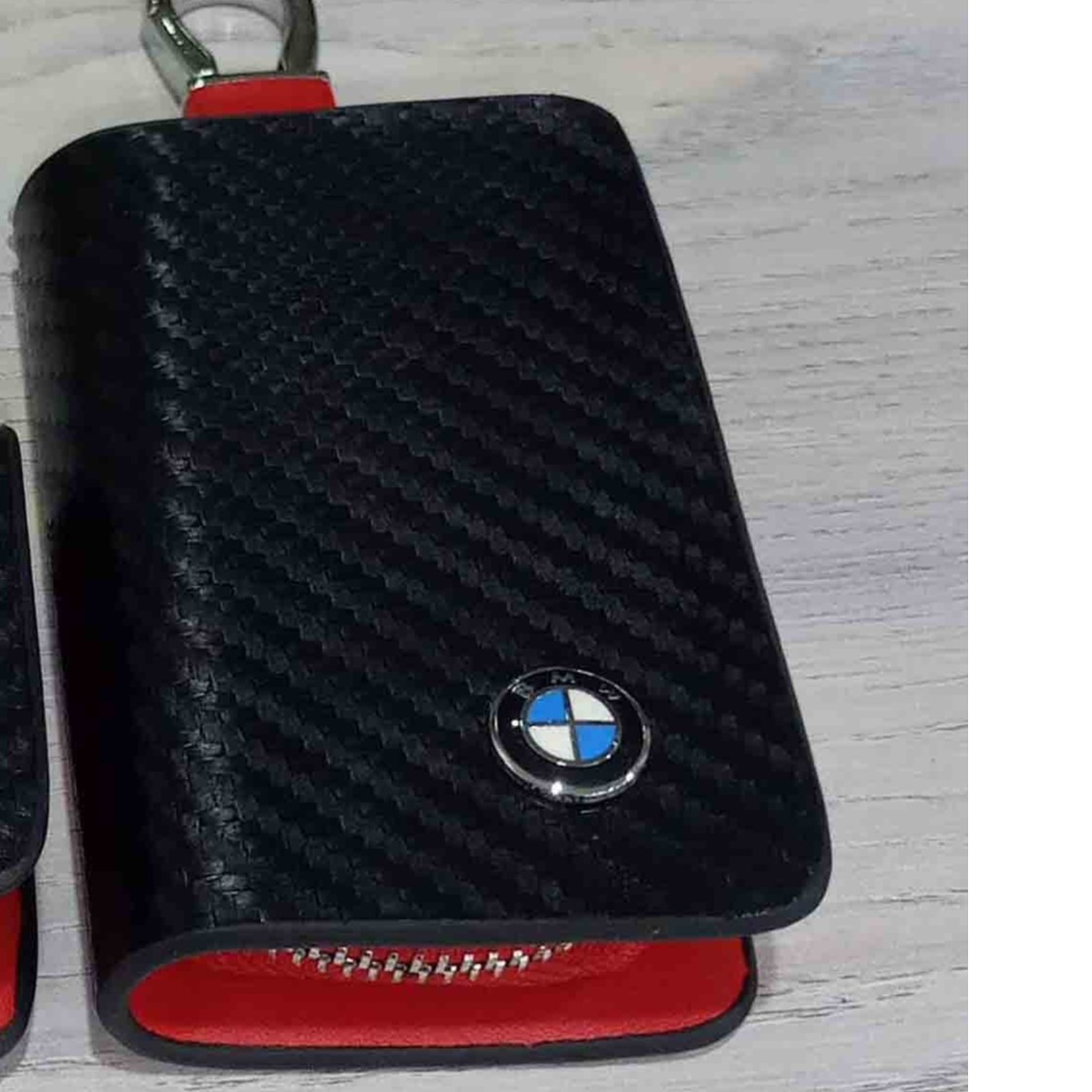 Haval Carbon Fiber Leather Key Cover Pouch Black With Keychain Ring