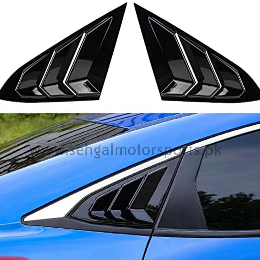 Honda Civic Quarter Glass Rack Lamborghini Style Louver Vents  Glossy Black Pair- Model 2022-2023