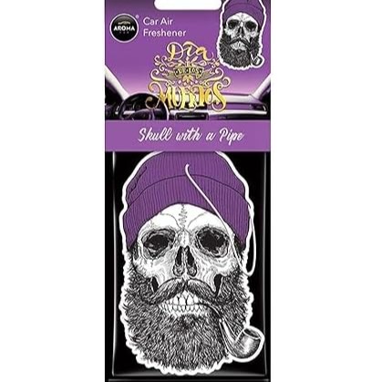 Aroma Car Air Freshener Card Los Muertos Series - Skull with a Pipe