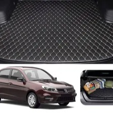 Proton Saga 7D ECO Trunk Mat Black with Beige Stitch Model 2020-2022